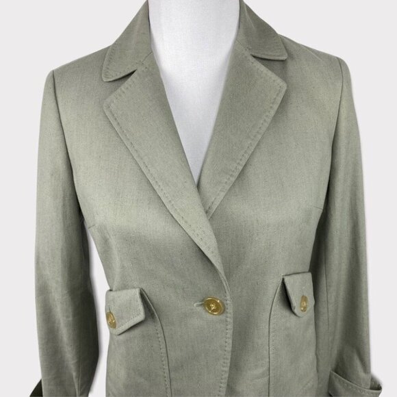 Talbots Women's NWT Green Linen One Button Business Casual Blazer Size 6P/C35 - Picture 2 of 7